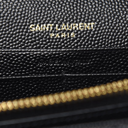 Saint Laurent Grain De Poudre Matelasse Chevron Monogram Chain Wallet Black 6 of 8