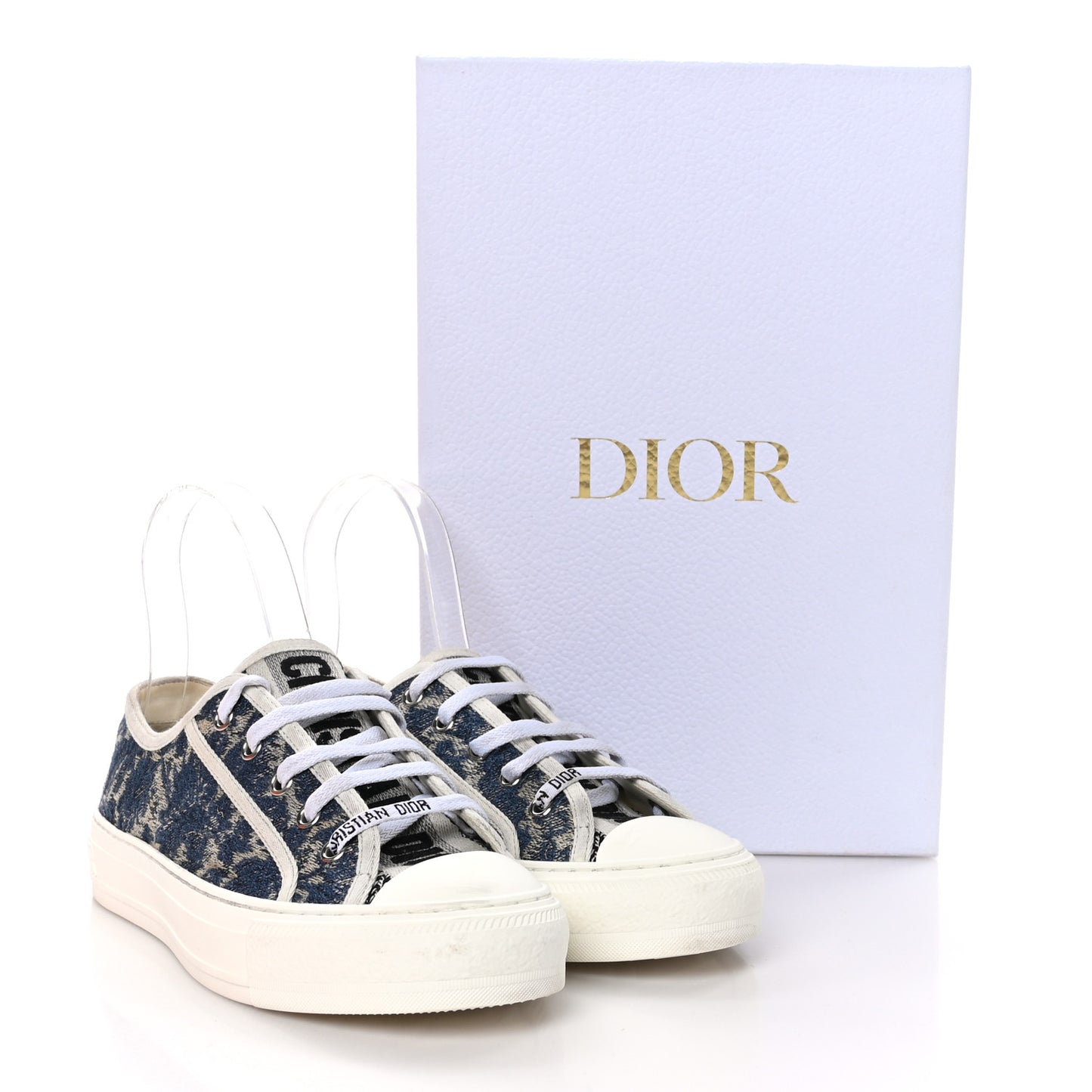 Denim Brocart Embroidered Walk'N'Dior Low Top Sneakers 37 Duck Blue