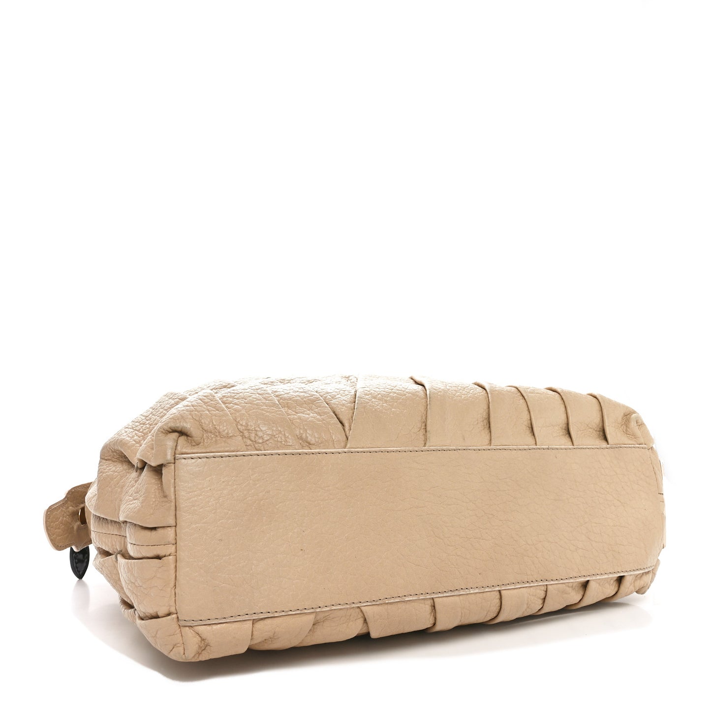 Lambskin Pleated Studded Maizeon Tote Beige