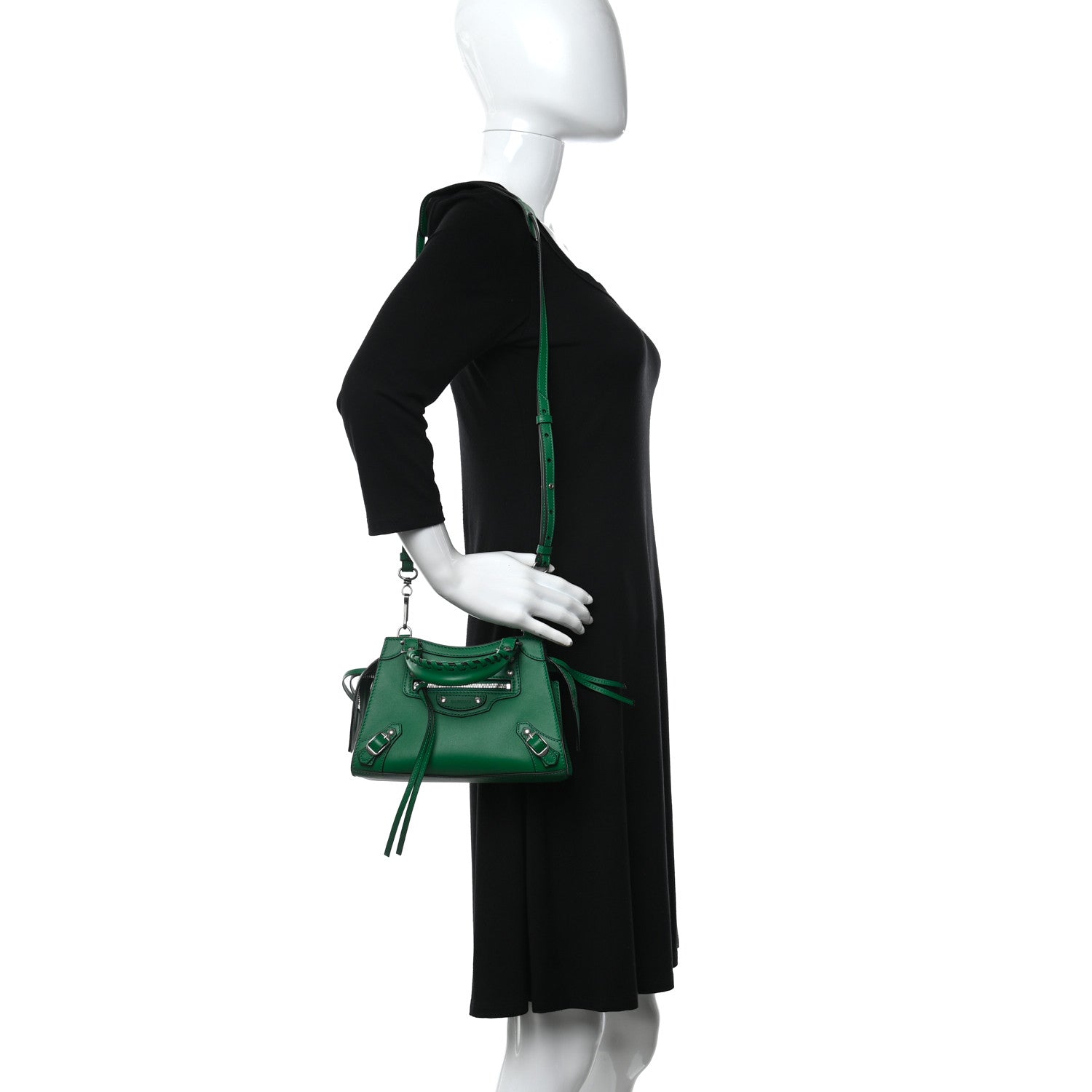 Balenciaga Smooth Calfskin Neo Classic Silver Hardware Mini City Grass Green 2 of 9