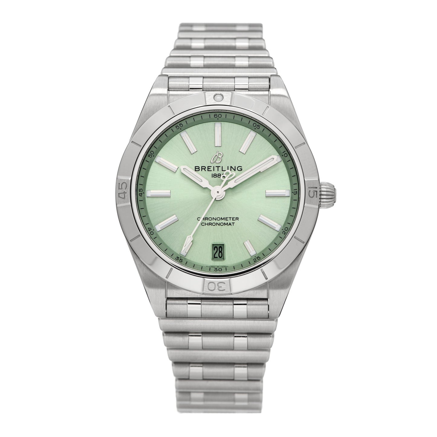 Stainless Steel 36mm Chronomat Automatic Watch Mint Green A10380
