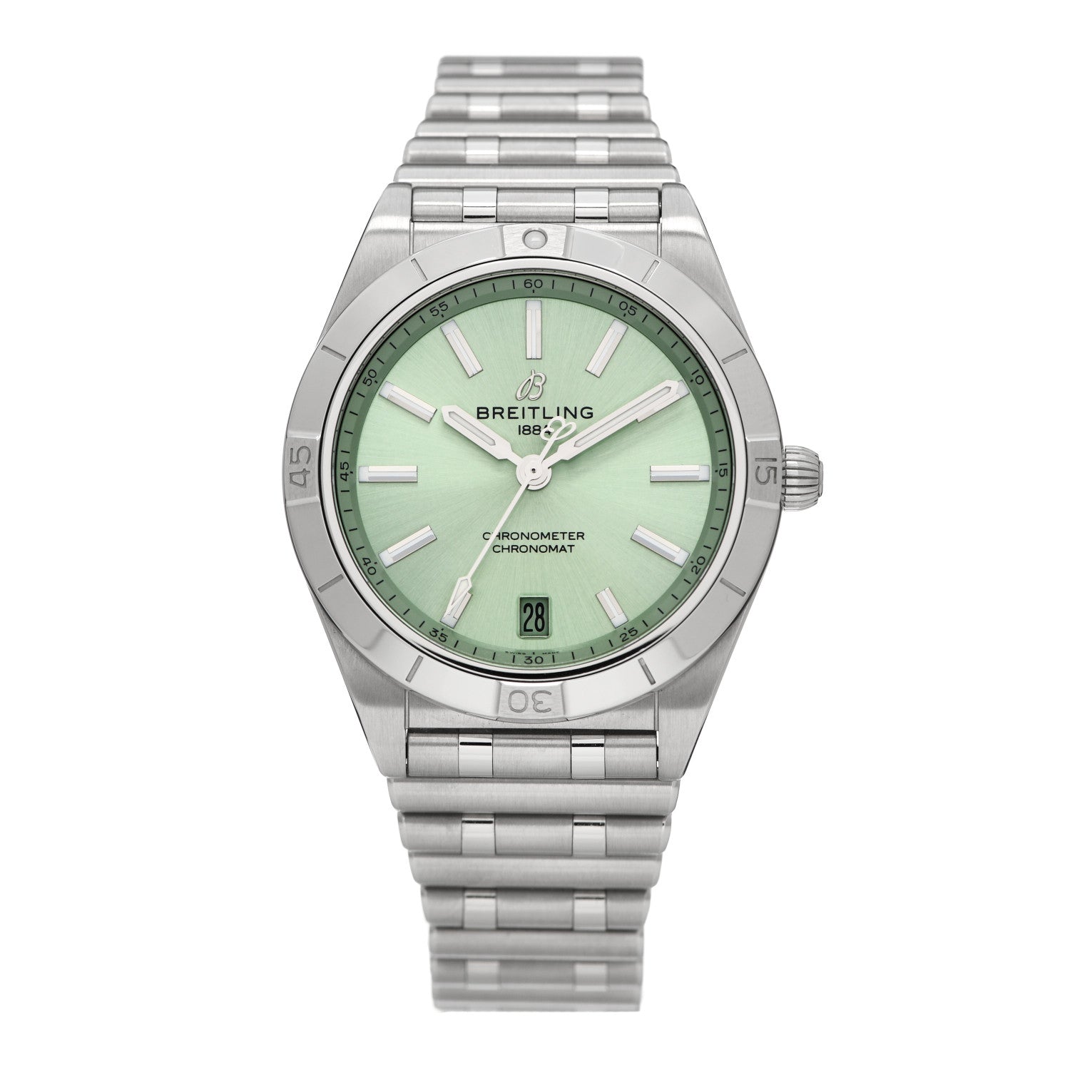 Breitling Stainless Steel 36mm Chronomat Automatic Watch Mint Green A10380 1 of 4
