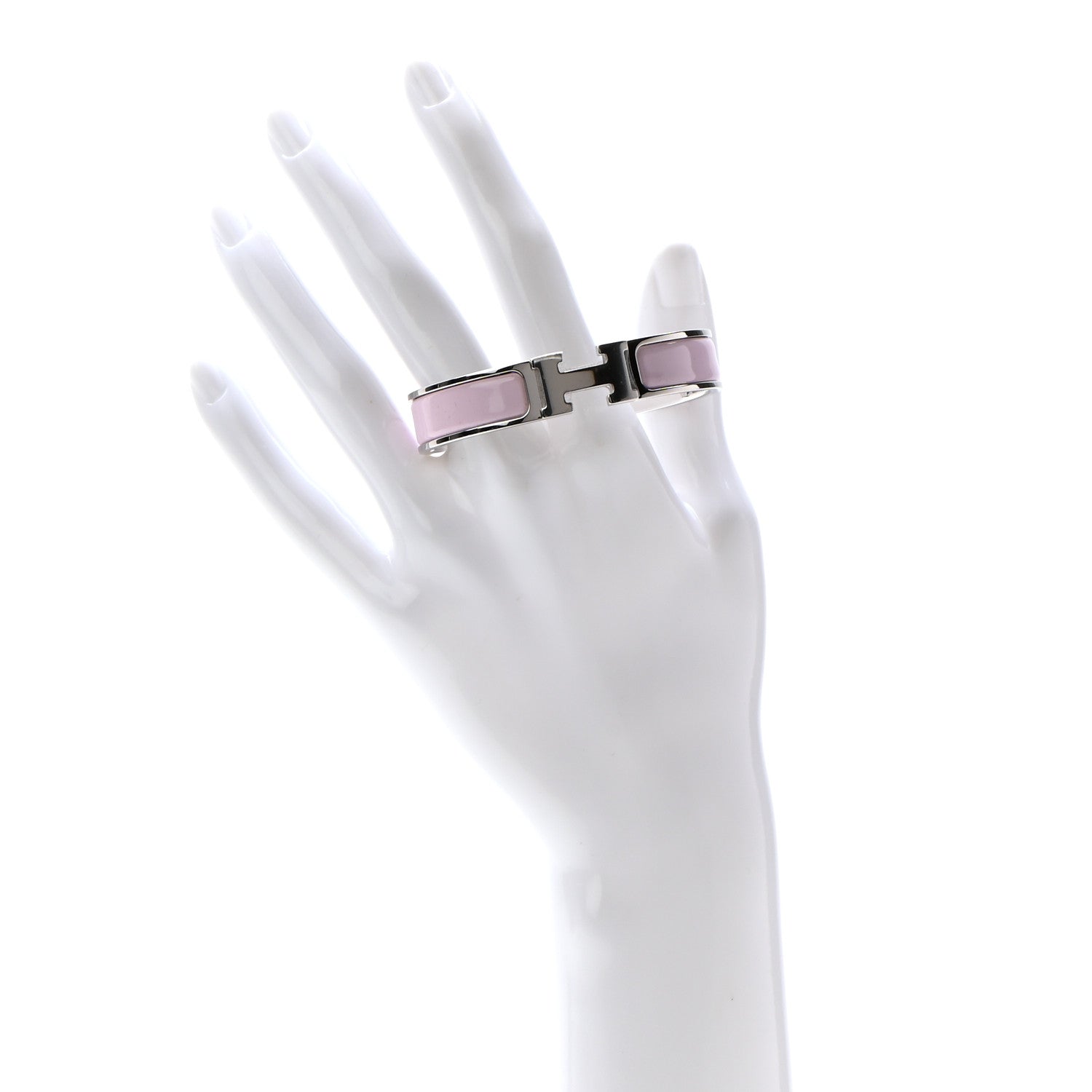 Hermes Enamel Narrow Clic Clac H Bracelet PM Rose Dragee 2 of 5