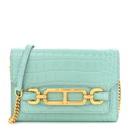 Tom Ford Calfskin Crocodile Embossed Mini Whitney Shoulder Bag Pastel Turquoise 1 of 9