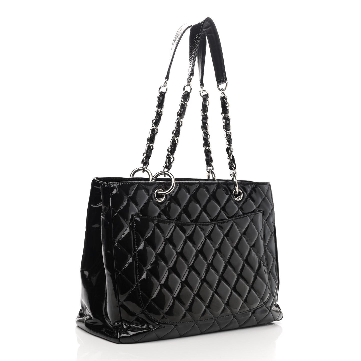Patent Quilted Grand Shopping Tote GST Black