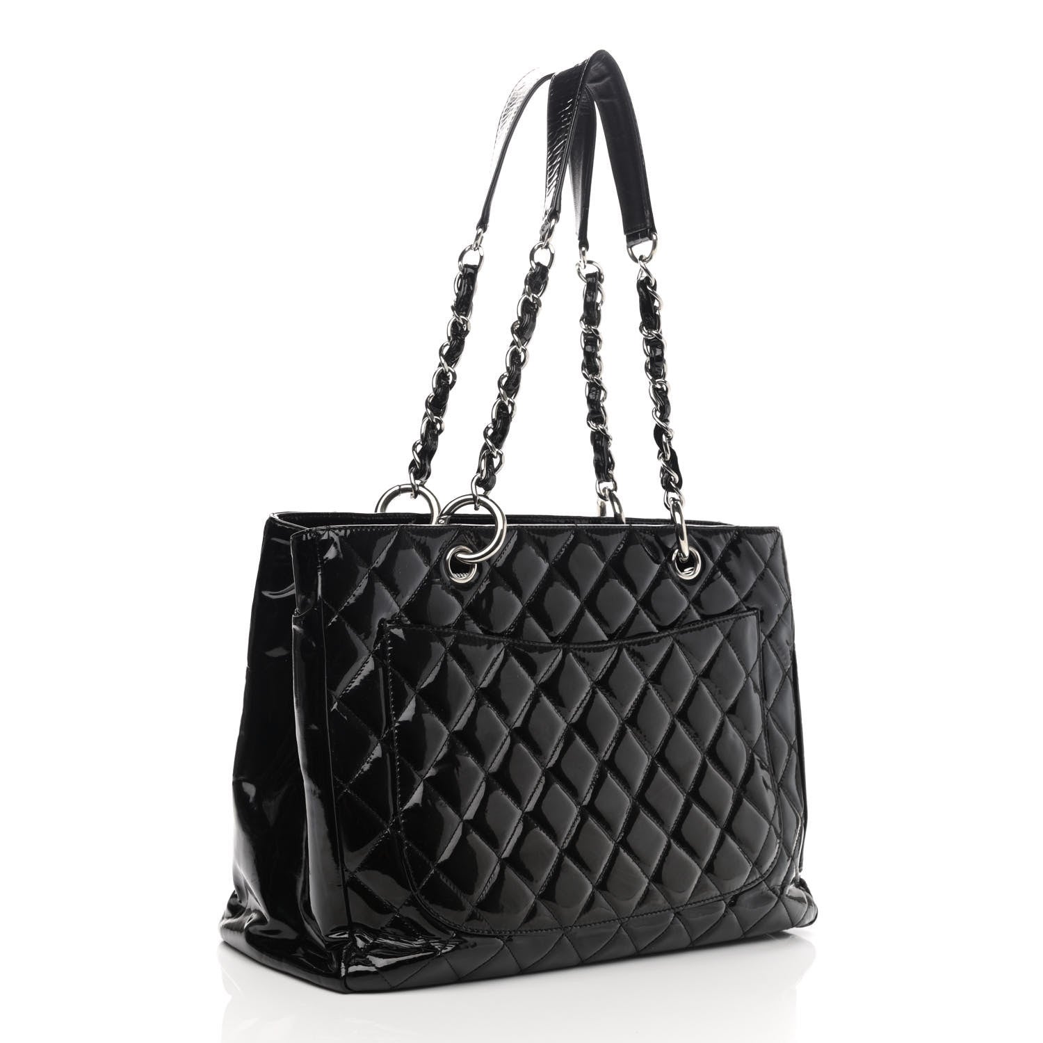 Chanel Patent Quilted Grand Shopping Tote GST Black 3 of 11