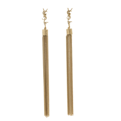 Saint Laurent Metal Monogram Loulou Tassel Earrings Gold 1 of 3