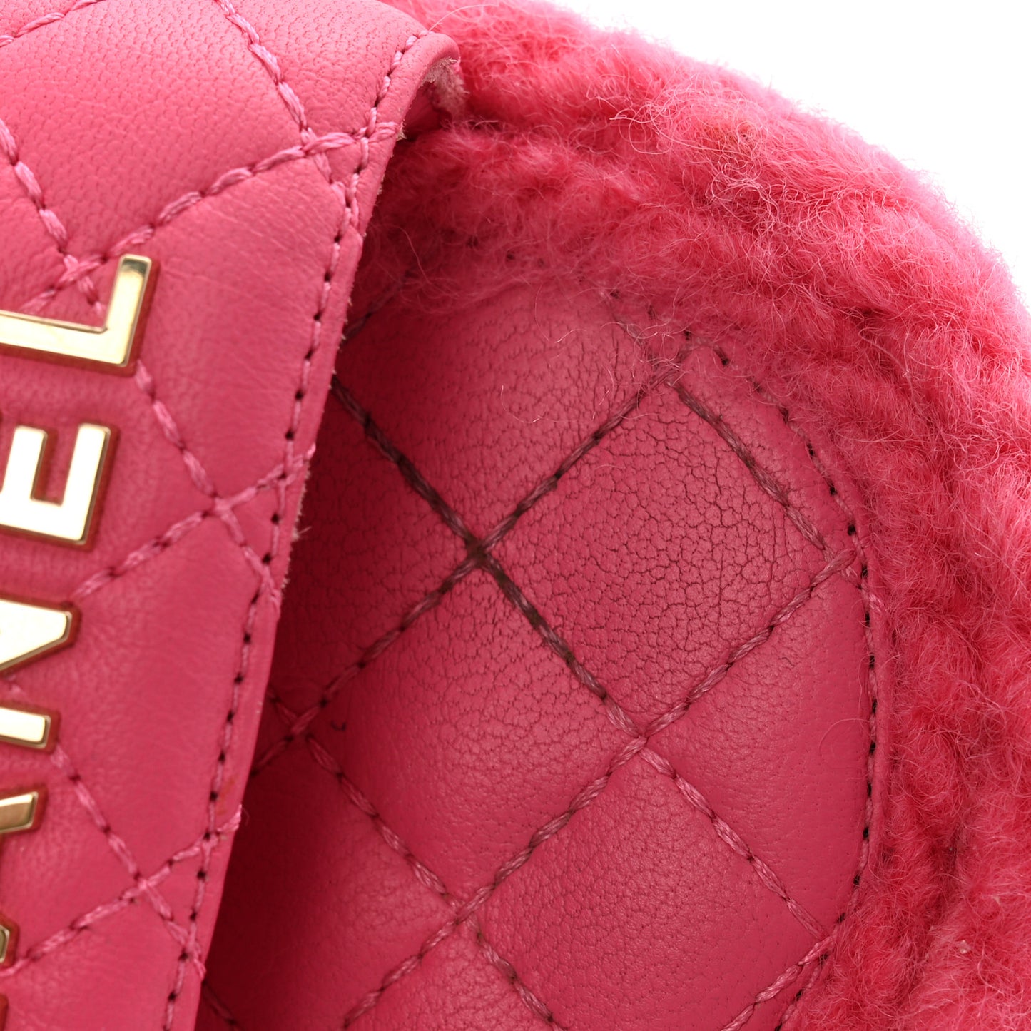 Cord Lambskin Quilted Logo Sandals 36 Pink