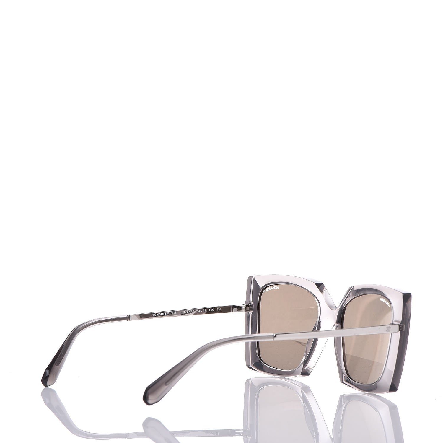 Chanel 18K White Gold Mirror Square Sunglasses 6051 Gray 4 of 7