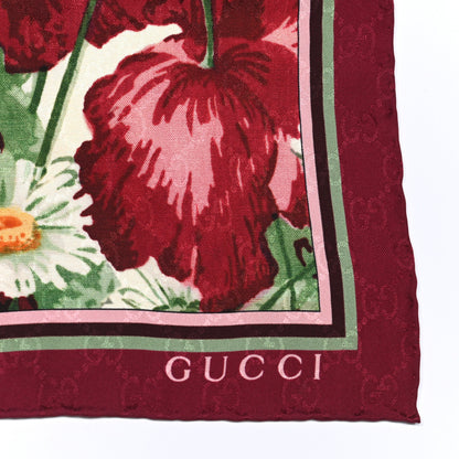 Gucci Silk Jacquard GG Monogram Deep Love Square Scarf Ivory Red 3 of 8
