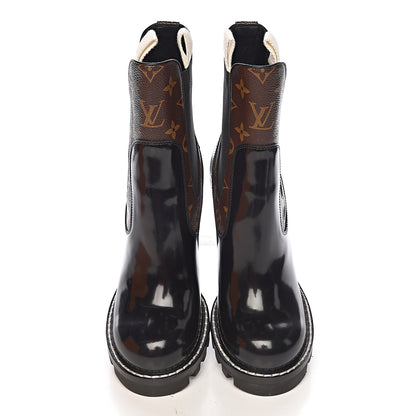 Louis Vuitton Patent Calfskin Monogram Star Trail Chelsea Ankle Boots 40 Black 7 of 7