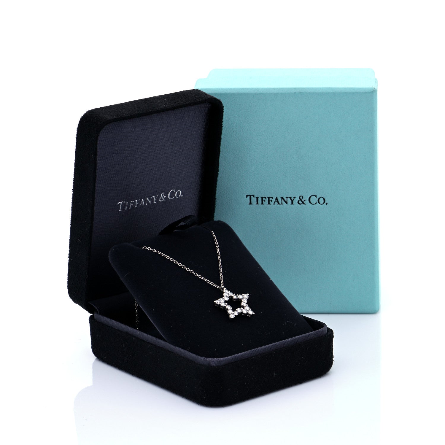Tiffany Platinum Diamond Star Pendant Necklace 7 of 7
