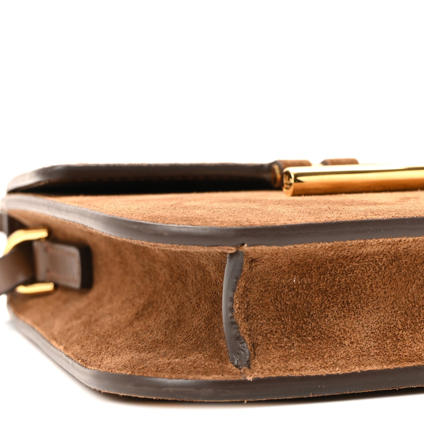 Suede Mini T Clasp Tara Crossbody Bag Tobacco
