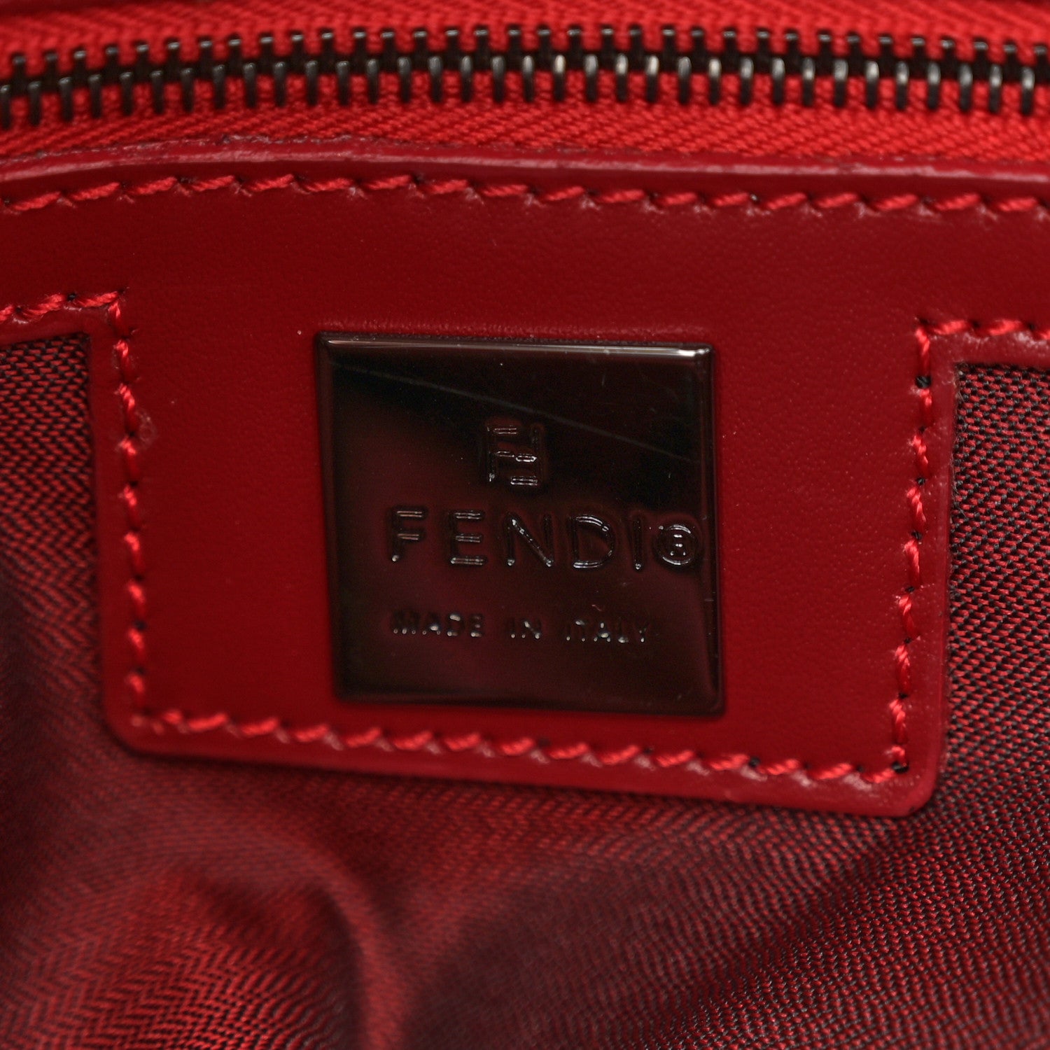 Fendi Zucchino Vitello Mama Baguette Beige Rosso 6 of 12