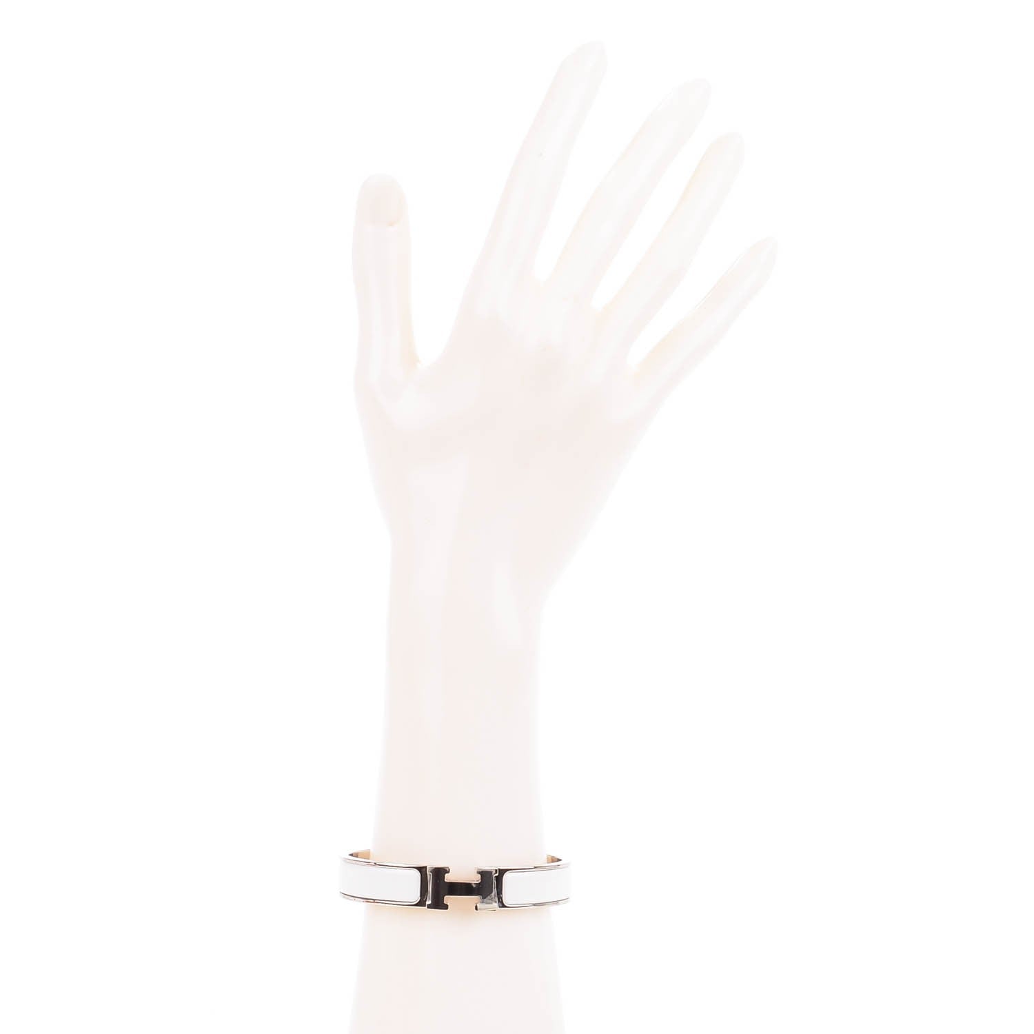 Hermes Enamel Narrow Clic Clac H Bracelet GM White 2 of 6