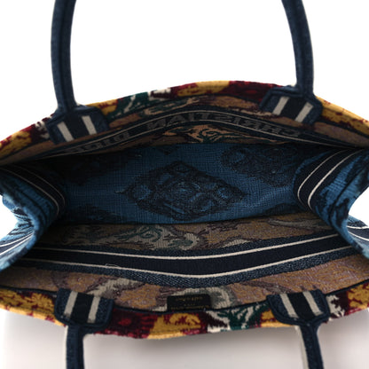 Christian Dior Canvas Embroidered Paisley Medium Book Tote Blue Multicolor 5 of 8