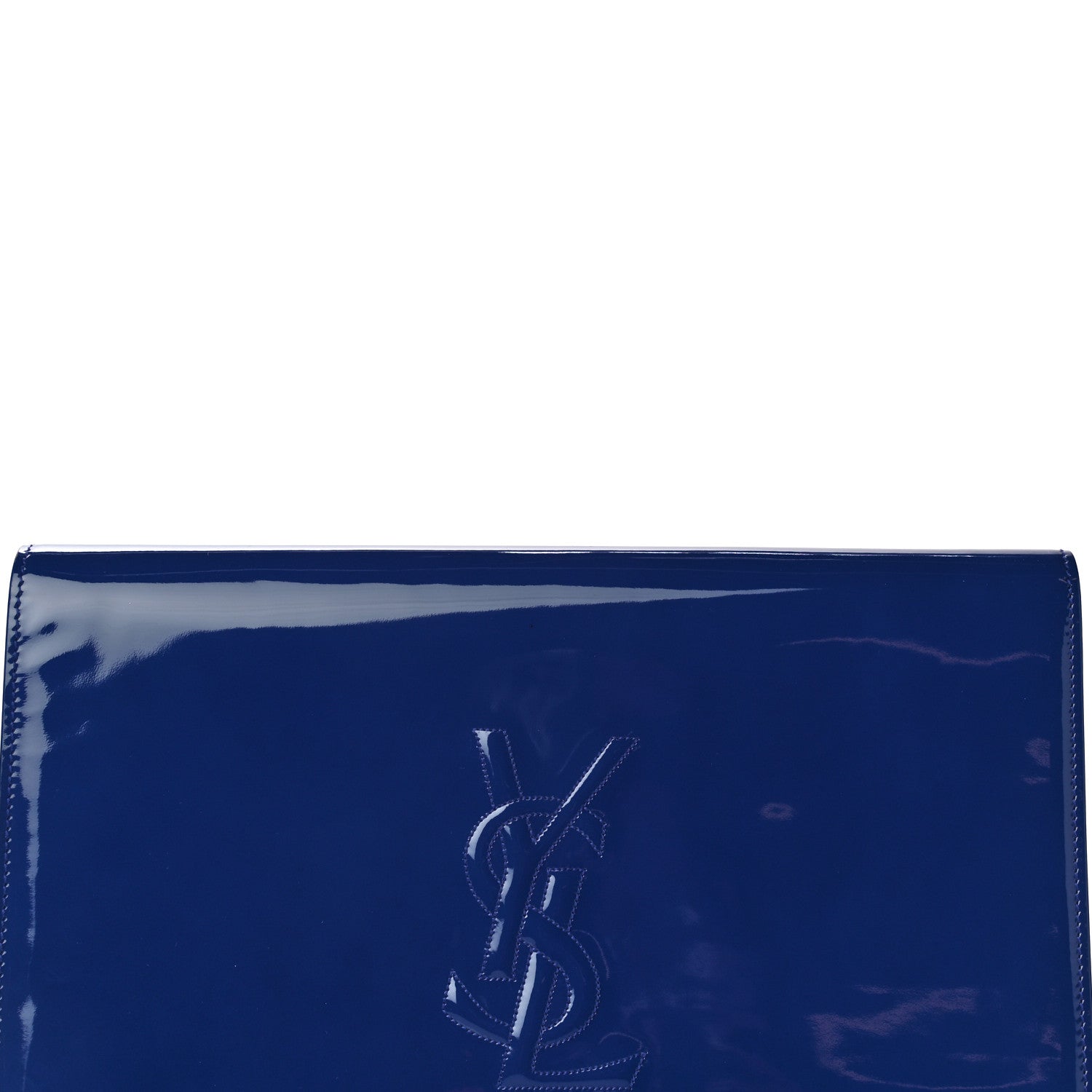 Saint Laurent Patent Calfskin Monogram Large Belle De Jour Clutch Royal Blue 7 of 15