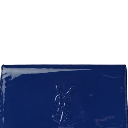 Saint Laurent Patent Calfskin Monogram Large Belle De Jour Clutch Royal Blue 7 of 15
