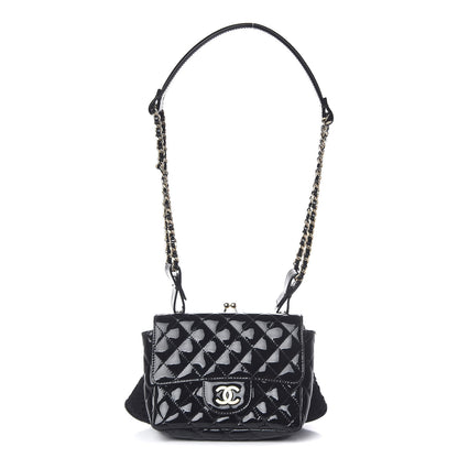 Chanel Patent Lace Mini Kiss Lock Double Bag Black 1 of 13