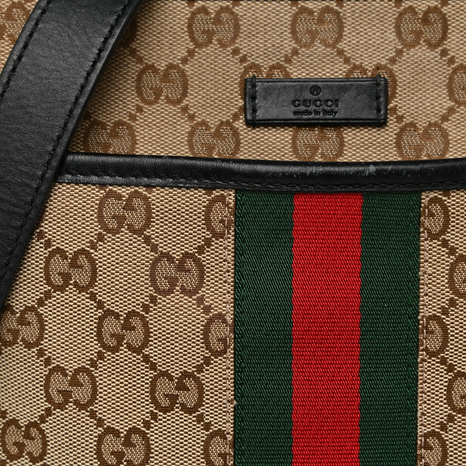 Gucci GG Monogram Web Flat Messenger Bag Black 8 of 18