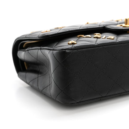 Chanel Lambskin Quilted Medium Rue Cambon Charms Double Flap Black 9 of 14