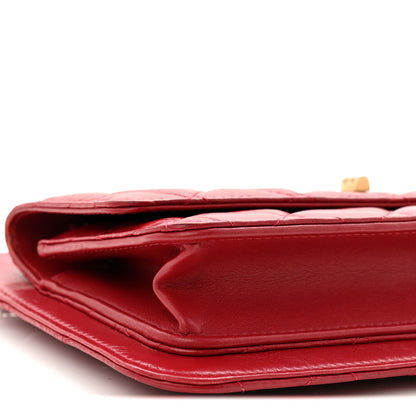 Chanel Aged Calfskin Quilted 2.55 Reissue Chain Wallet Red 9 of 10