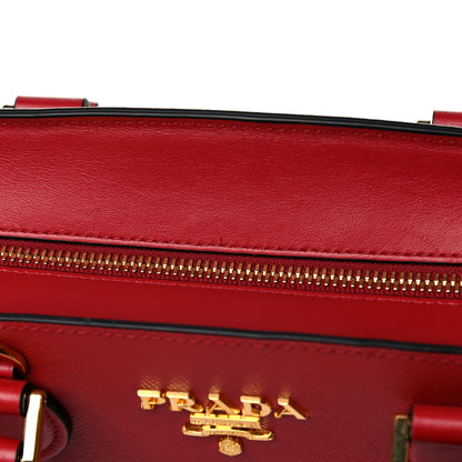 Prada Saffiano Soft Calfskin Double Handle Satchel Fuoco 12 of 17