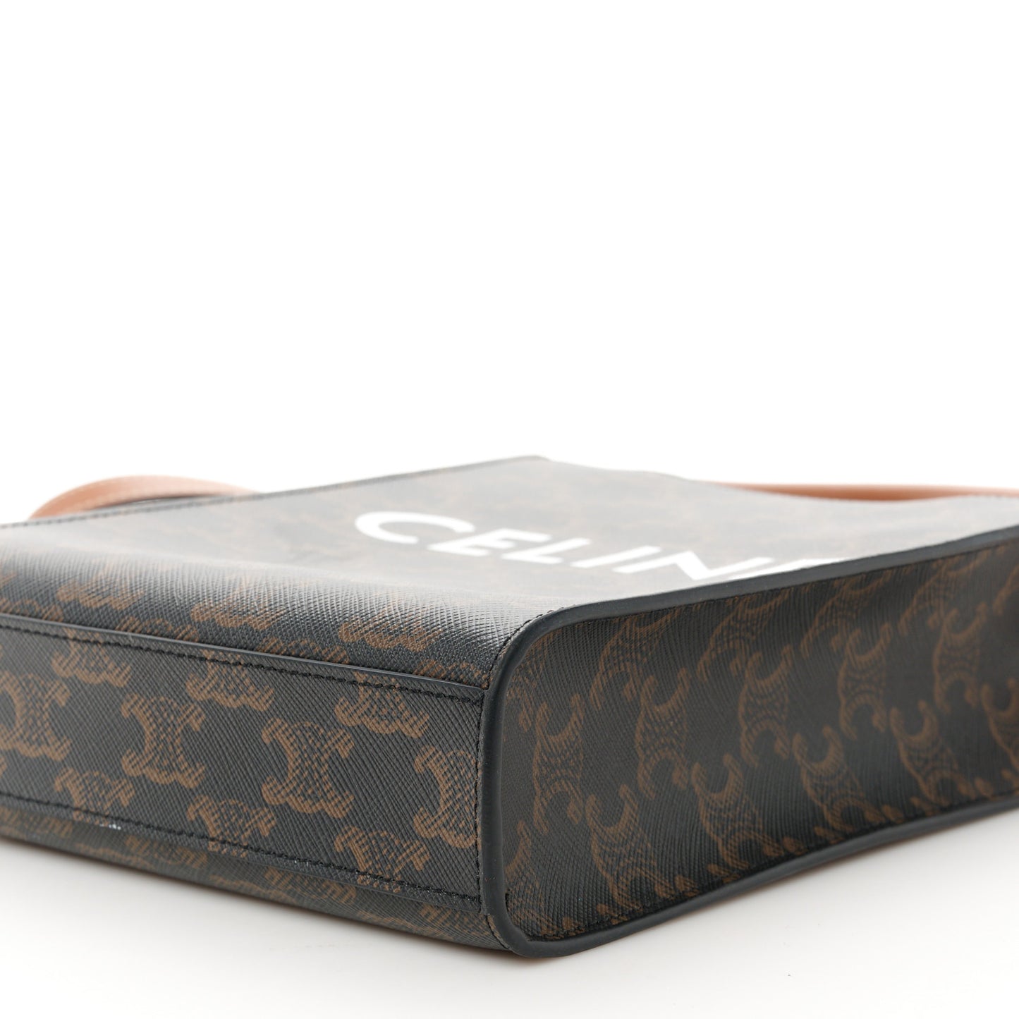 Triomphe Canvas Calfskin Mini Vertical Cabas Tan