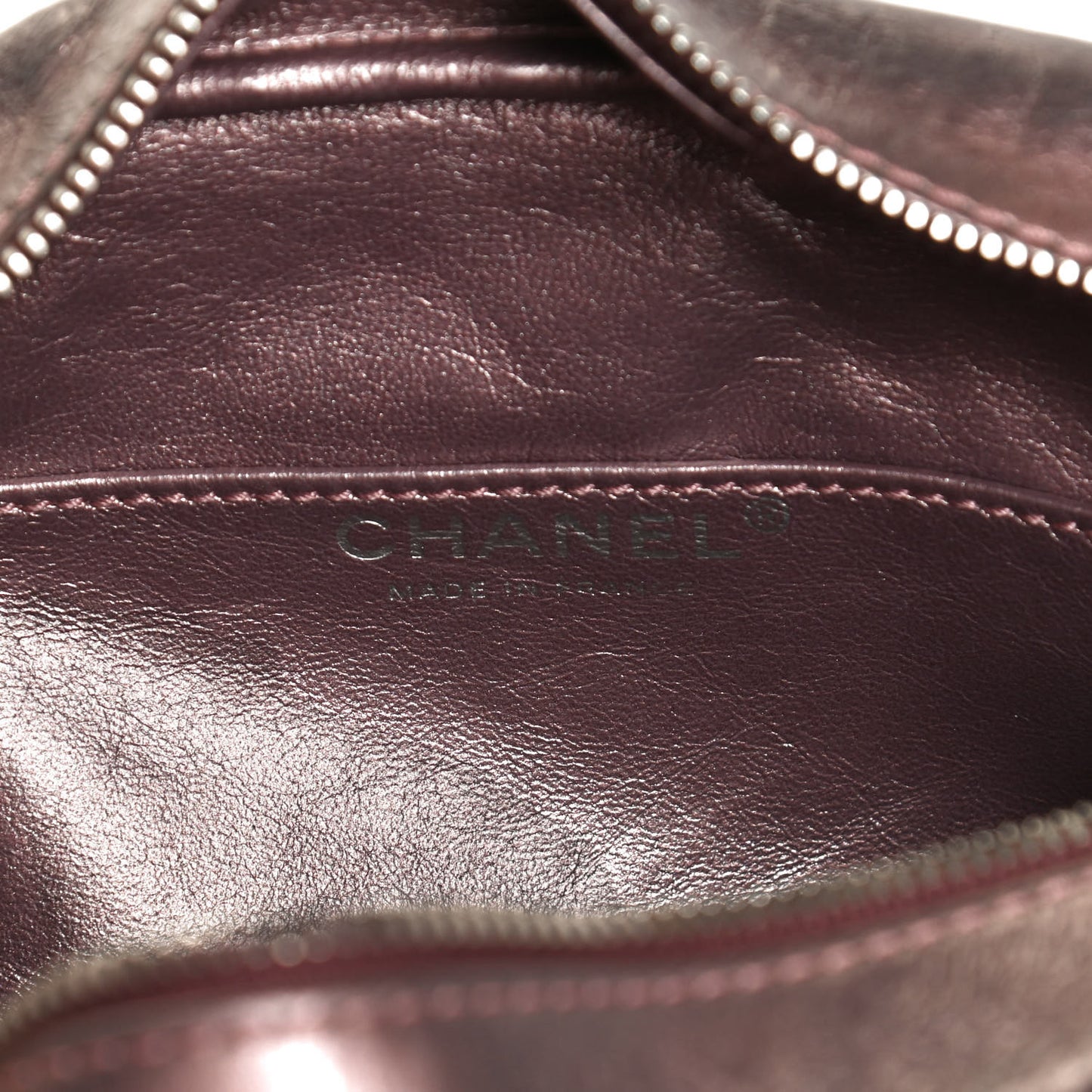 Metallic Aged Calfskin Quilted Small Reissue Camera Case Rose Fonce