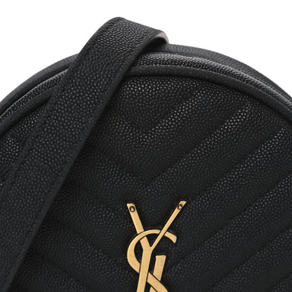 Saint Laurent Grain De Poudre Matelasse Chevron Quilted Round Vinyle Camera Bag Black 8 of 12