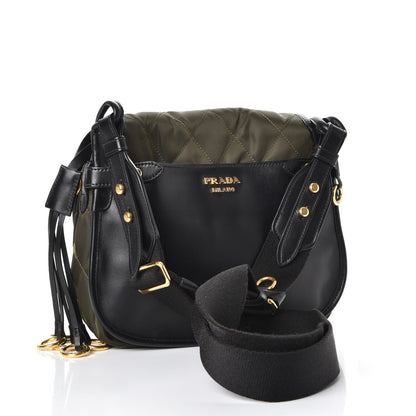 Prada Nylon Calf Quilted Corsaire Bag Militare Black 3 of 7