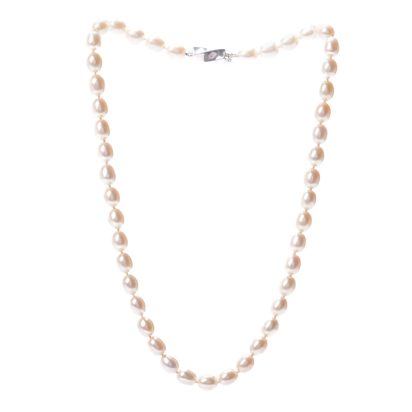 Sterling Silver Pearl 7mm Strand Twist Clasp Necklace
