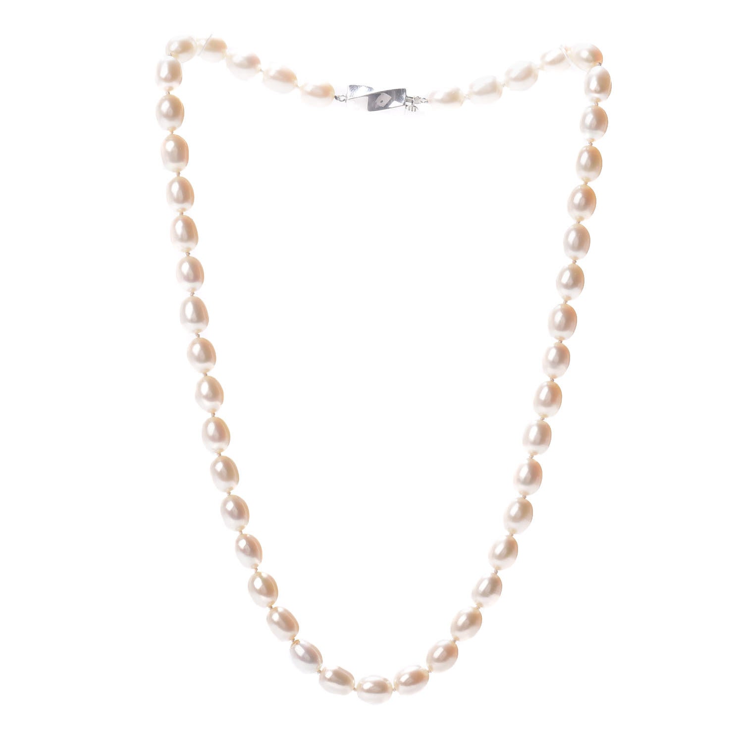 Tiffany Sterling Silver Pearl 7mm Strand Twist Clasp Necklace 3 of 5