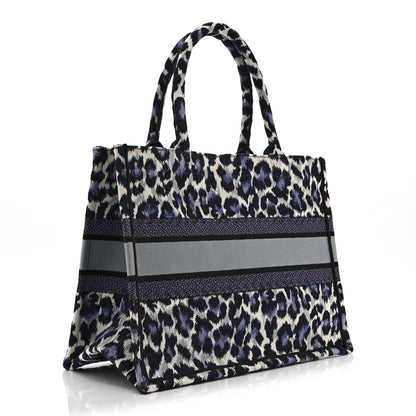 Christian Dior Canvas Mizza Embroidered Medium Leopard Book Tote Purple 3 of 10