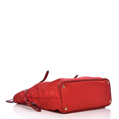Prada Tessuto Nylon Saffiano Tote Rosso 4 of 12