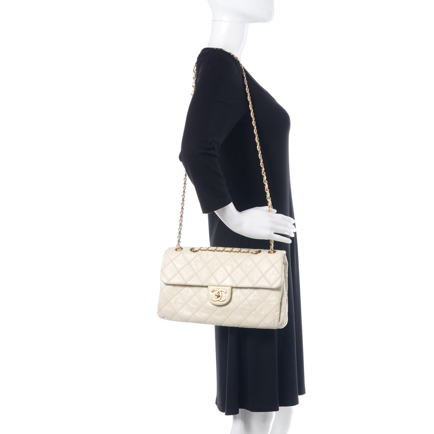 Calfskin Stitched Thin City Flap White