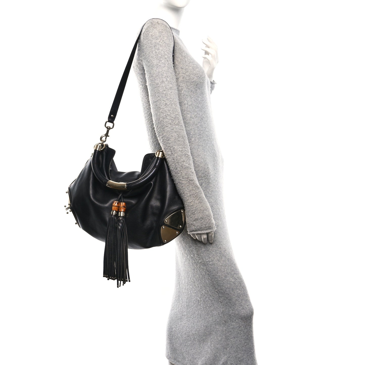 Calfskin Large Indy Top Handle Hobo Black