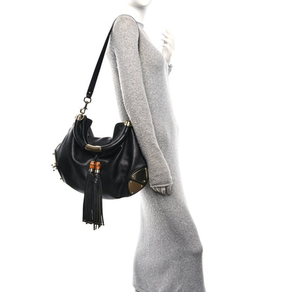 Gucci Calfskin Large Indy Top Handle Hobo Black 2 of 10