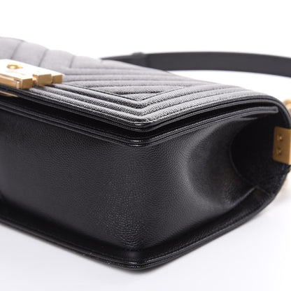Chanel Caviar Chevron Quilted Medium Boy Flap Black 9 of 9