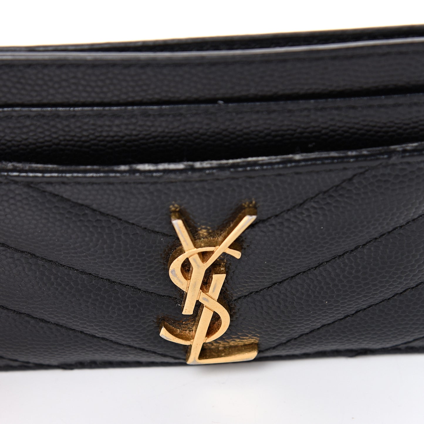 Grain De Poudre Matelasse Chevron Monogram Credit Card Case Black