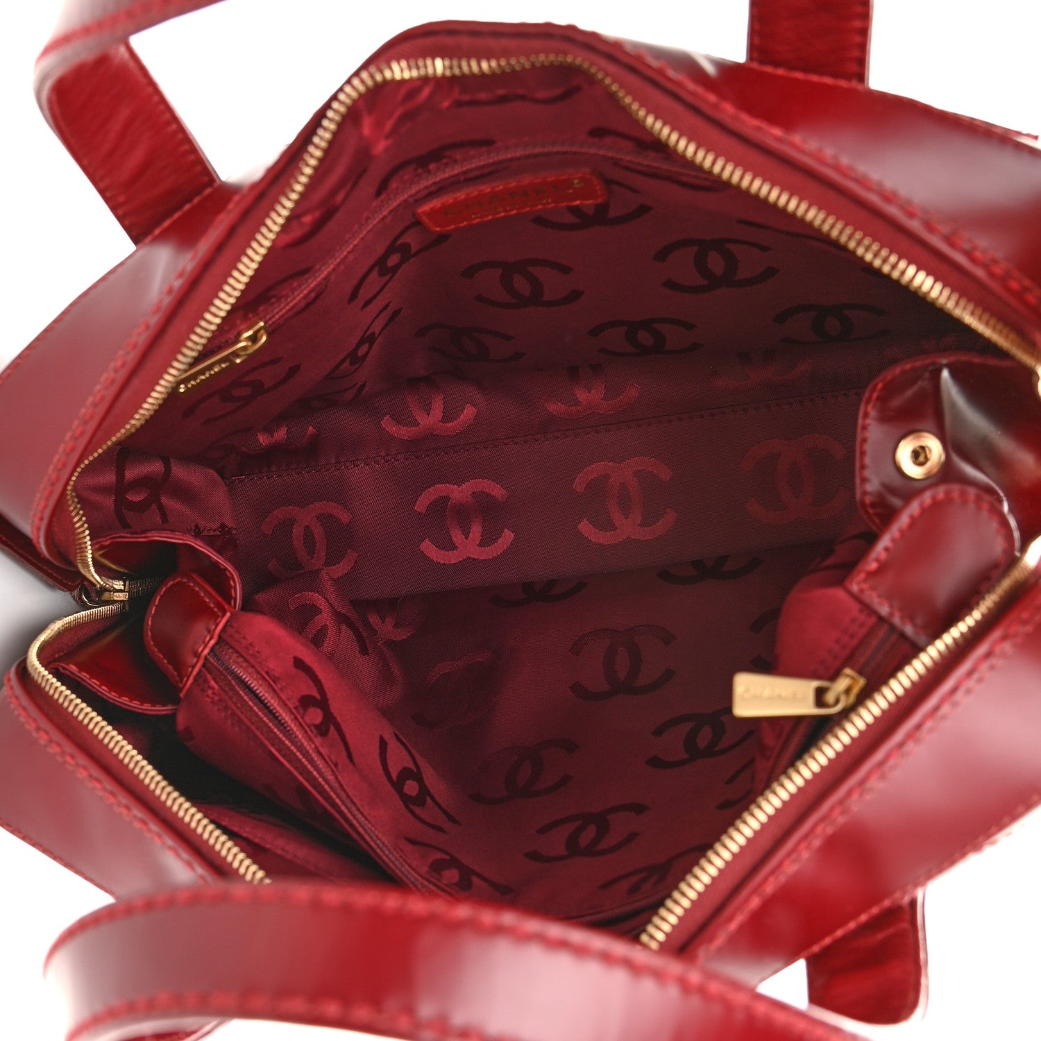Chanel Calfskin Stitch Surpique Bowler Red 5 of 12