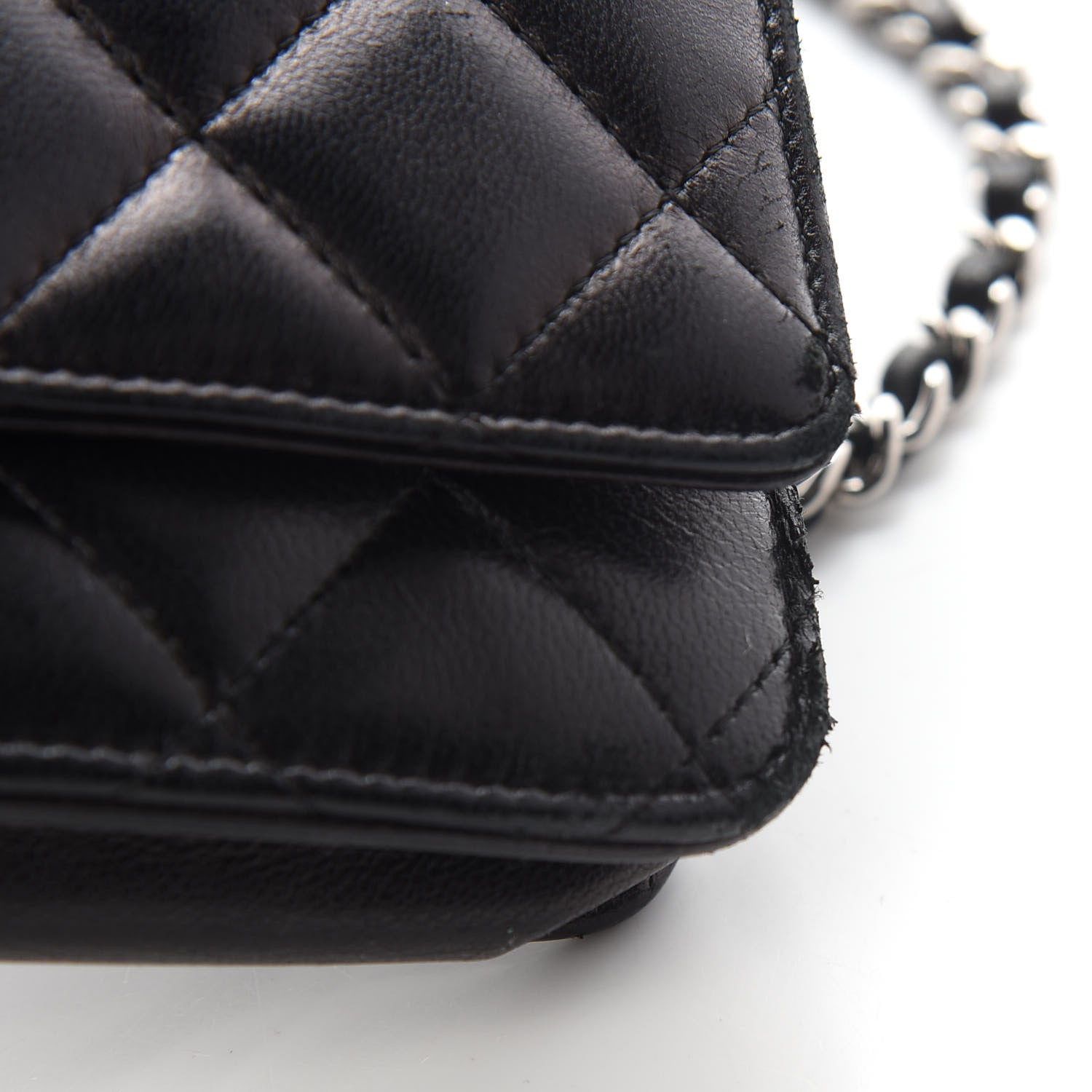 Chanel Lambskin Quilted Wallet On Chain WOC Black 11 of 12