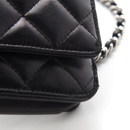 Chanel Lambskin Quilted Wallet On Chain WOC Black 11 of 12