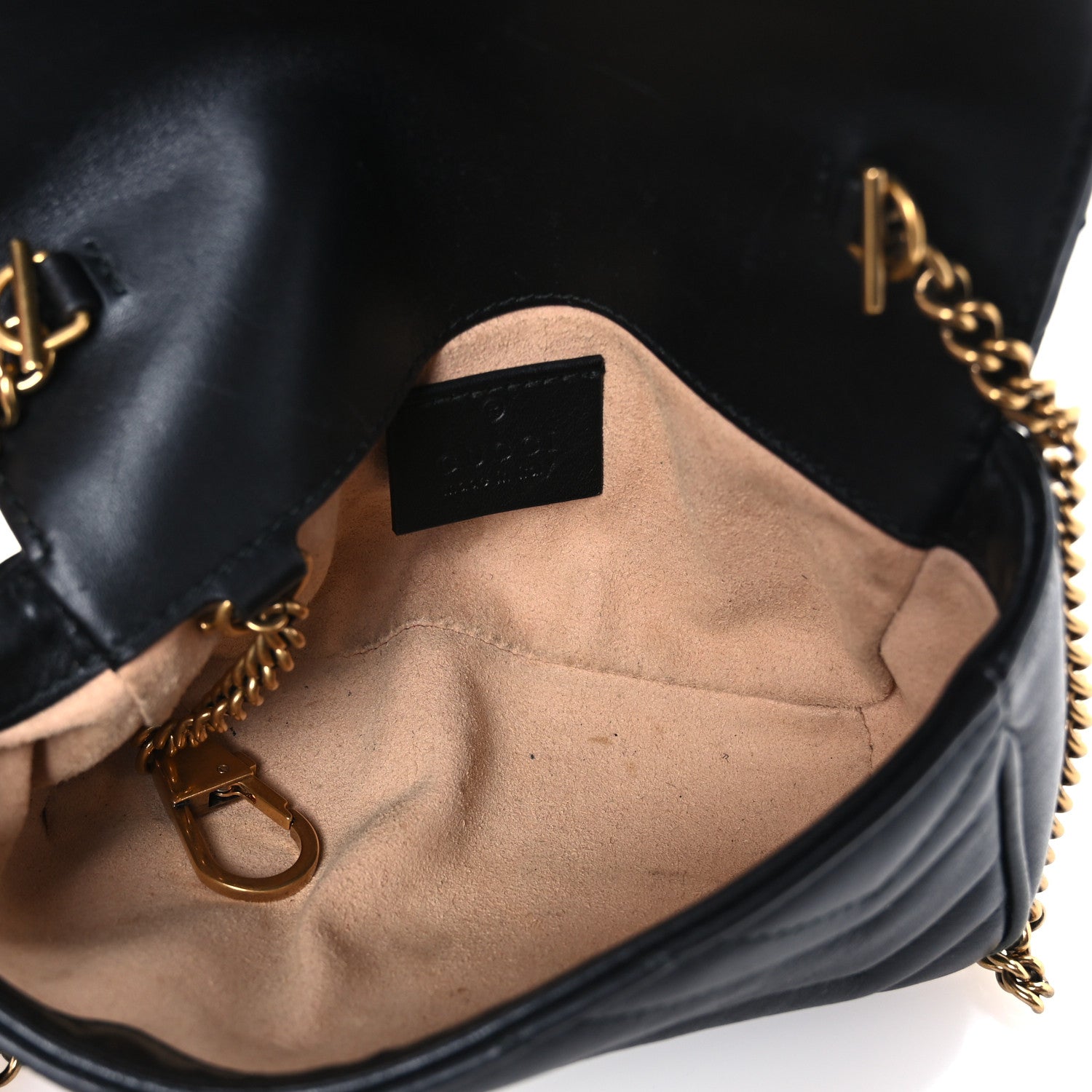 Gucci Calfskin Matelasse Super Mini GG Marmont Shoulder Bag Black 5 of 11