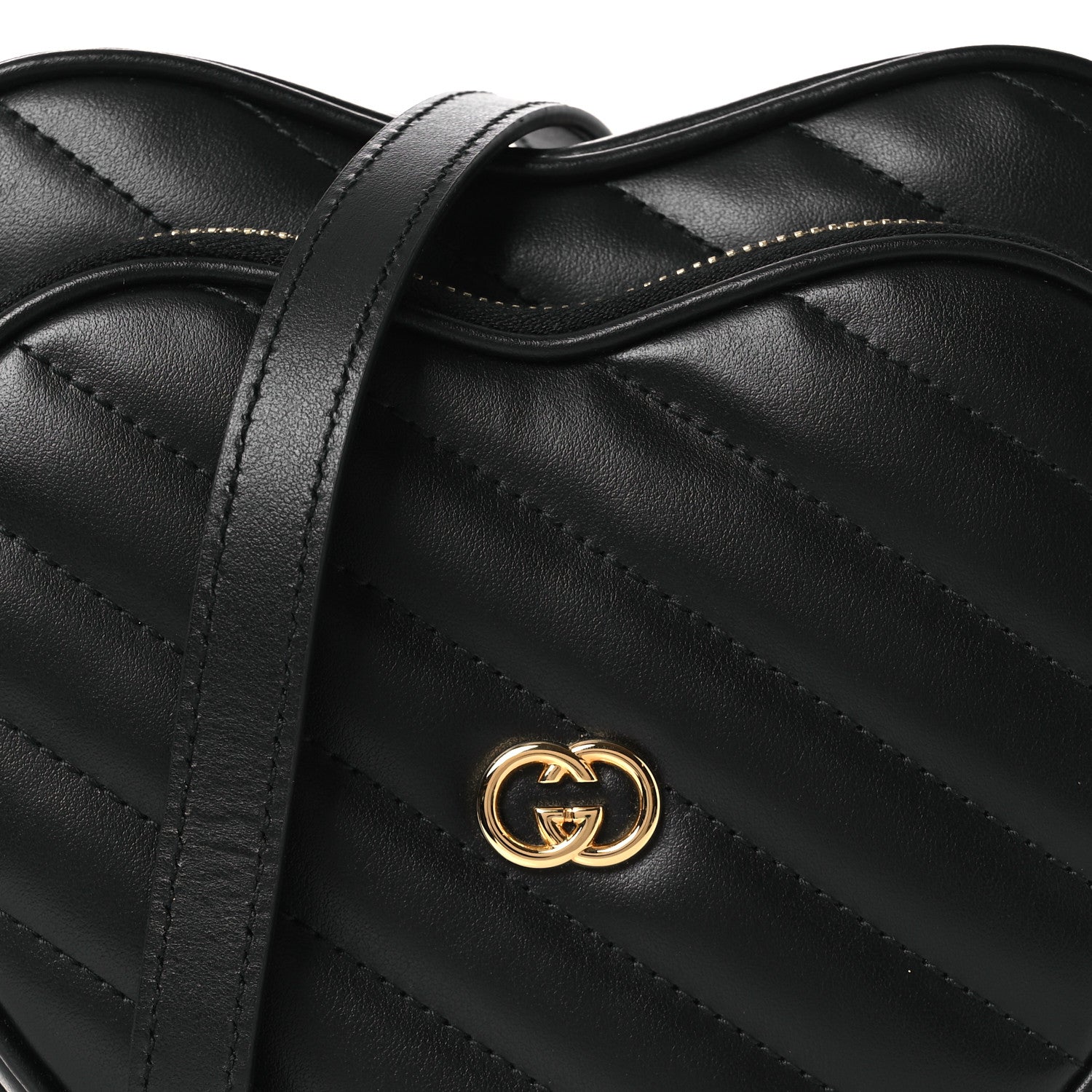 Gucci Calfskin Matelasse DDiagonal Mini Interlocking G Heart Shoulder Bag Black 14 of 21