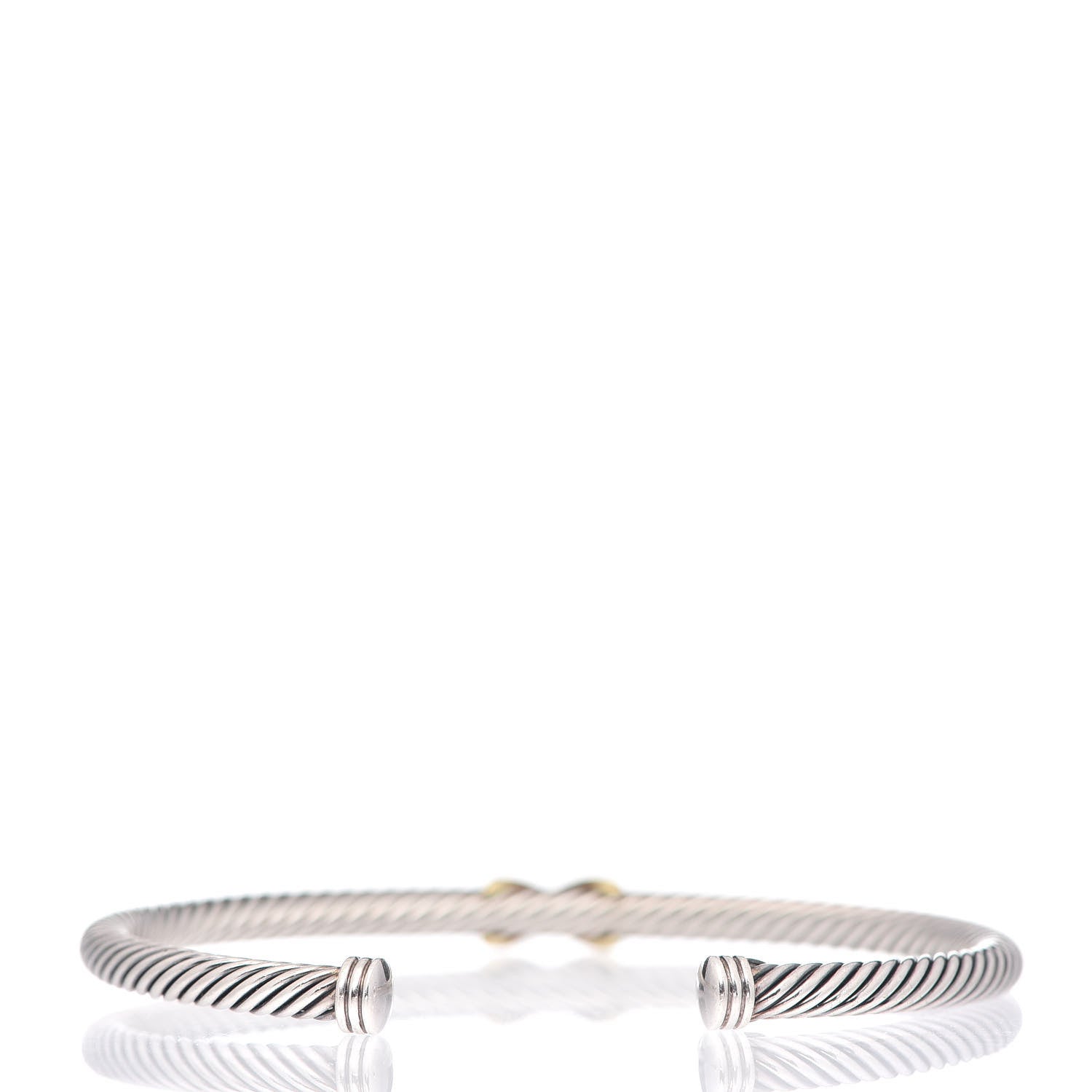 David Yurman Sterling Silver 18K Yellow Gold 4mm X Station Cable Bracelet 3 of 4