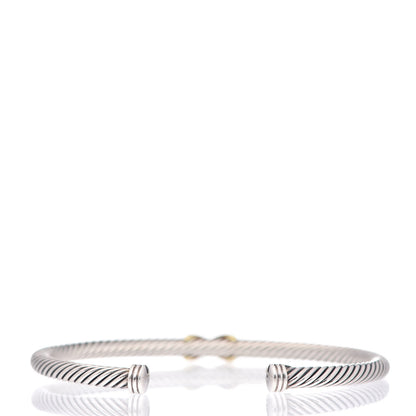 David Yurman Sterling Silver 18K Yellow Gold 4mm X Station Cable Bracelet 3 of 4