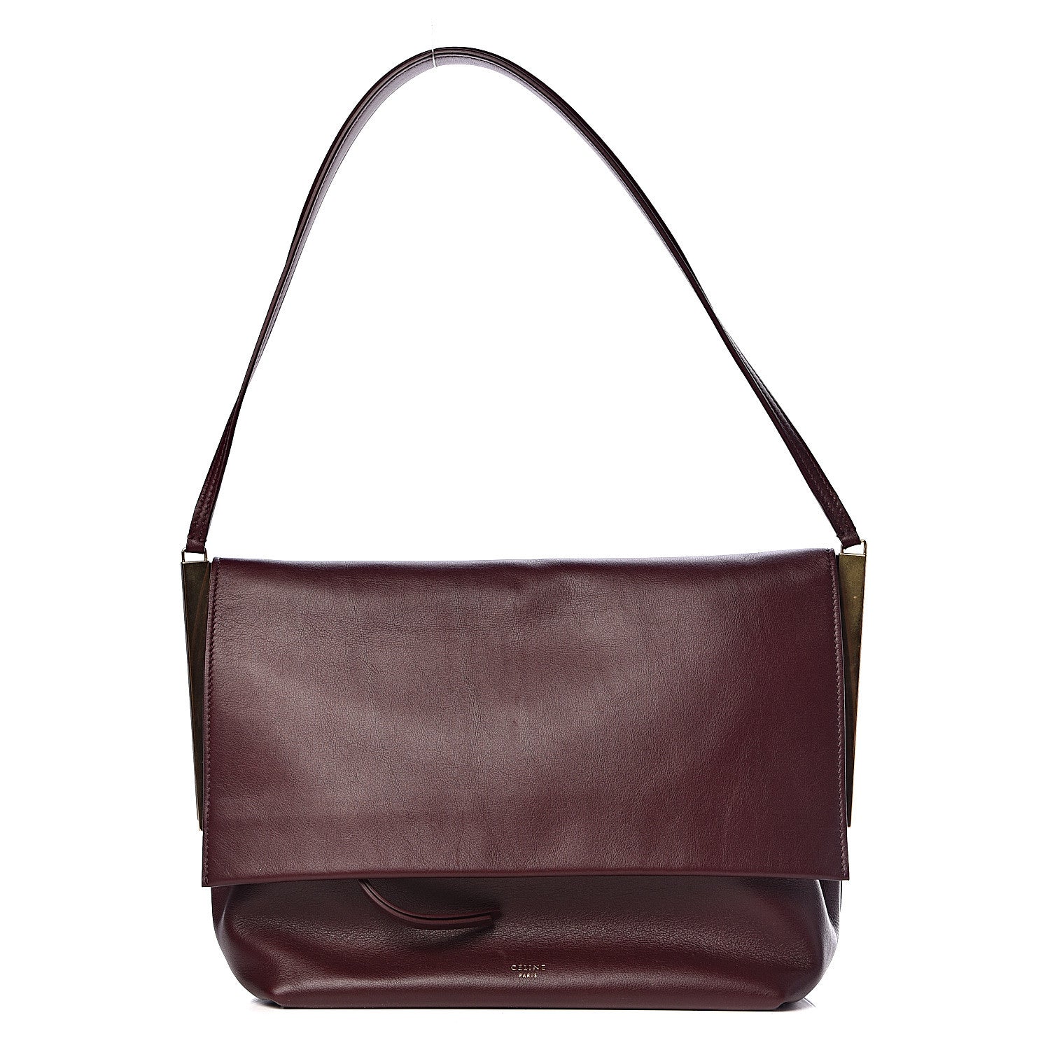 Celine Smooth Calfskin Flap Clasp Bag Burgundy 1 of 12