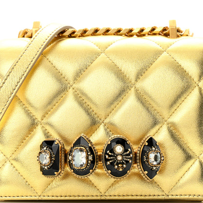 Alexander McQueen Metallic Calfskin Quilted Knuckle Shoulder Bag Gold 7 of 20