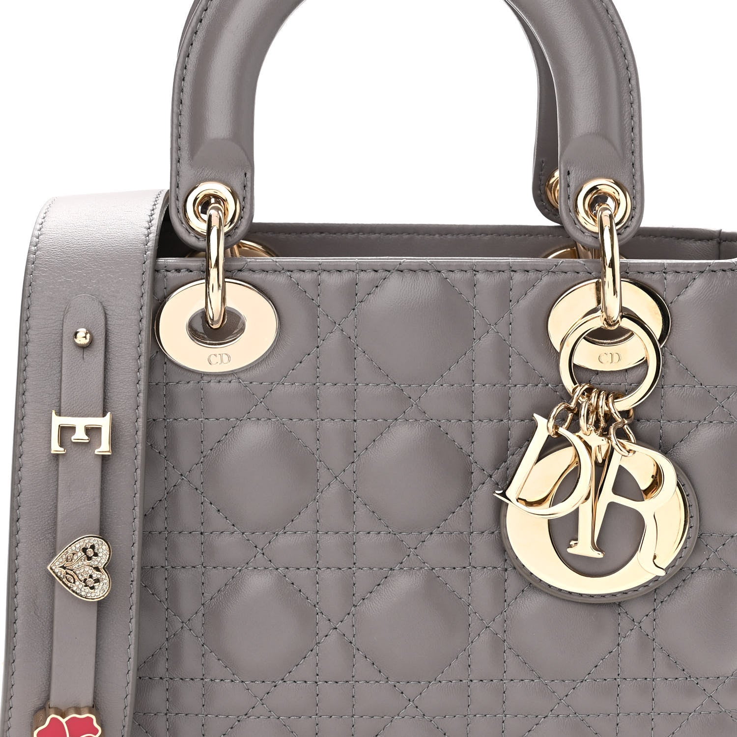 Christian Dior Lambskin Cannage Small My ABCDior Lady Dior Grey 7 of 10